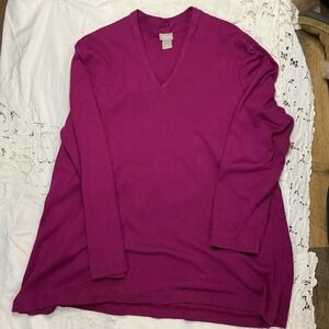 Chicos Women Sweater Tunic Size 3 US XL Pink V-Neck Long Sleeve Pullover